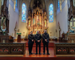 MFM-priests serving in Milwaukee @ St. Anthony L-R Jaime Charuc, Fabian Rodas and Milton Herrera July-2024