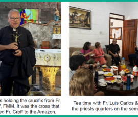 8/2025 Fr. Luis Carlos - holds the cross that Fr George Croff told with him to the Amazon.
