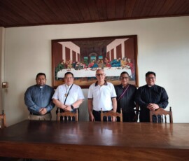 Our missionaries with the bishop of the Apostolic Vicariate of Iquitos, Bishop Miguel Ángel Cadenas Cardo, O.S.A.