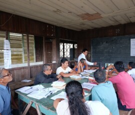 2025 Peru - Fr. Santos, Fr. Romulo, and a small group of Bible study participants.