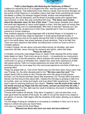 ENGLISH II Sunday of Easter A 4-12-26