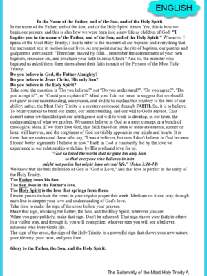 ENGLISH The Solemnity of the Most Holy Trinity A 5-31-26