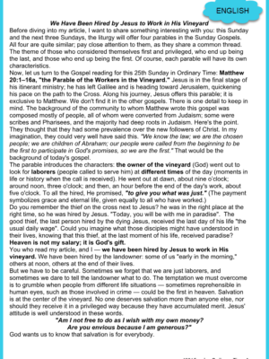 9-20-26 ENGLISH XXV Sunday A Ordinary Time 2026